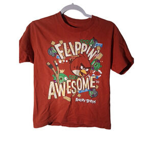 Angry Birds T Shirt Size Small "Flippin Awesome" Red Short Sleeve Youth Kids M